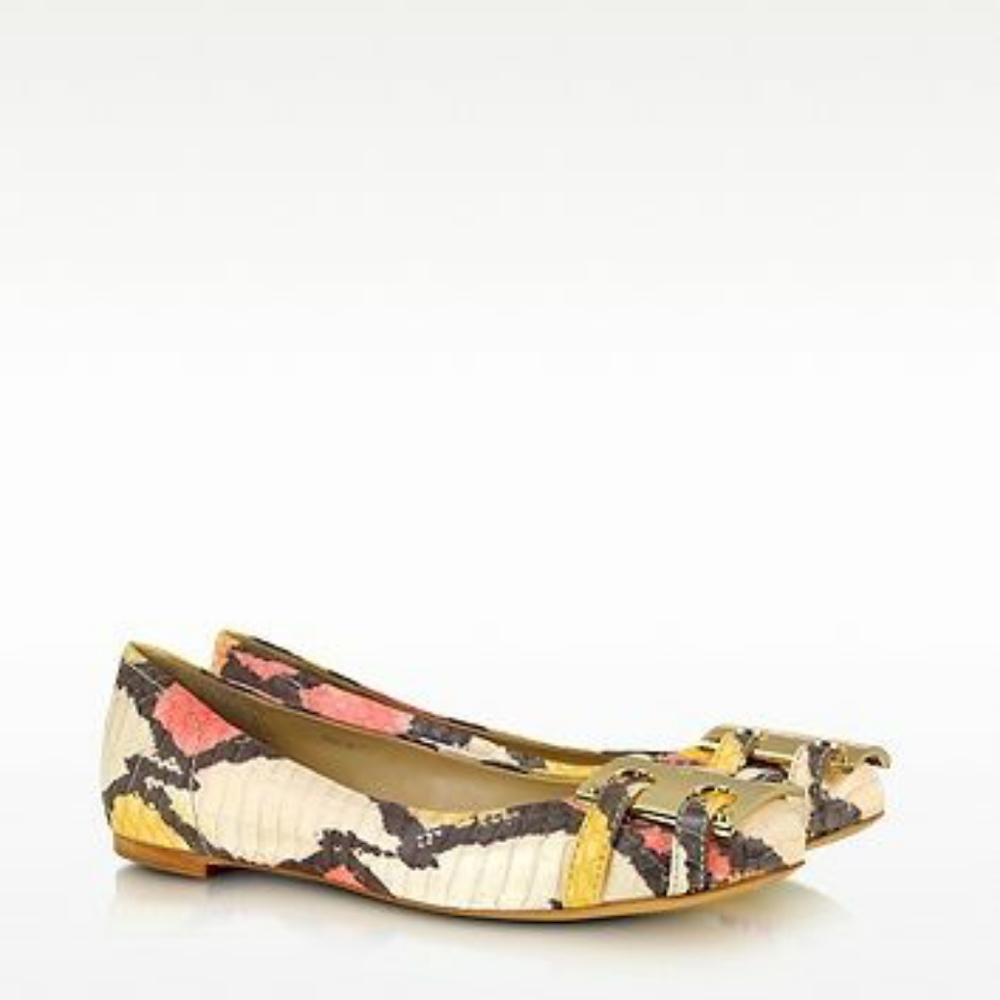 Rachel Zoe Painted Genuine Snakeskin Flats
